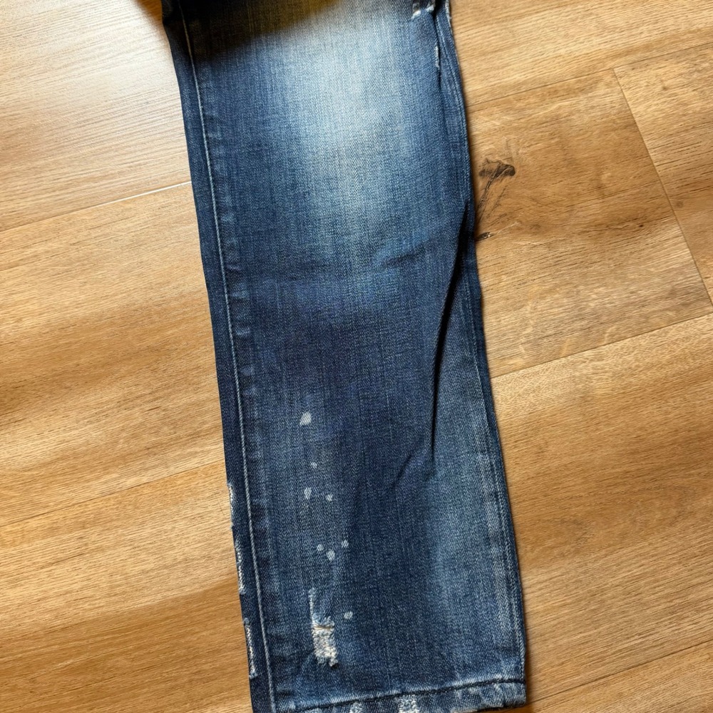 Dsquared2 Slim Jeans Mens 32 Blue Distressed Paint Splatter Patchwork Made Italy - Picture 7 of 16